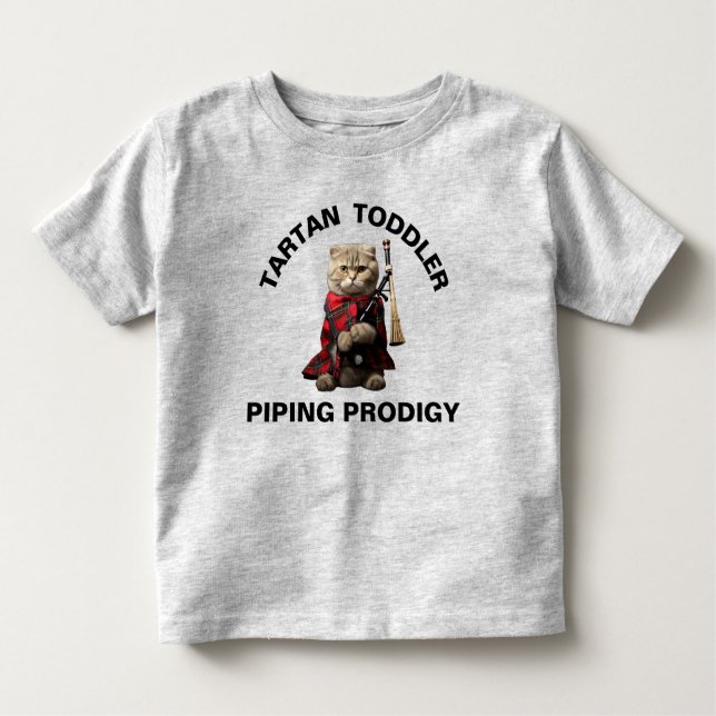 Camiseta Infantil Gato de dobra escocesa com Bagpipe (Frente)