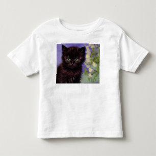 Camiseta Infantil Gato de estilo Van Gogh com Flores Brancas