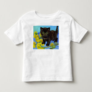 Camiseta Infantil Gato de estilo Van Gogh com Sunflower