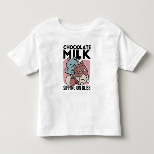Camiseta Infantil Gato de Leite de Chocolate Kawaii – Bebida Aconche