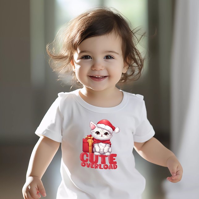 Camiseta Infantil Gato de Natal com sobrecarga (Criador carregado)