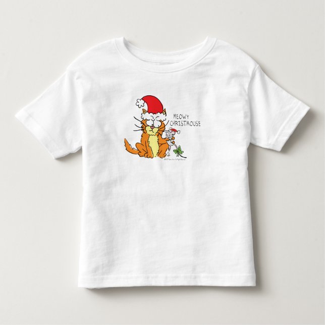 Camiseta Infantil Gato de Natal Engraçado (Frente)