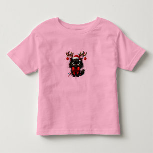 Camiseta Infantil Gato de Natal Mal-Humorado com Chapéu de Papai Noe
