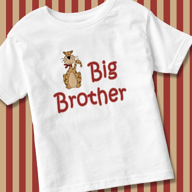 Camiseta Infantil Gato De Tigre Tigre Tigre Strike Do Big Brother (Big Brother Striped Tiger Tabby Cat Toddler T-shirt)