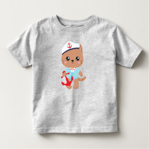 Camiseta Infantil Gato de vela, Chapéu de marinheiro, Gato de gato b