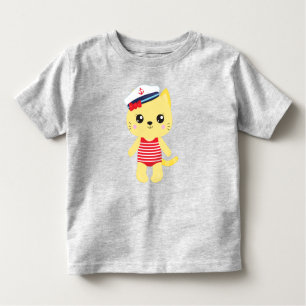 Camiseta Infantil Gato de vela, Chapéu de vela, Capitão de barco, Ga