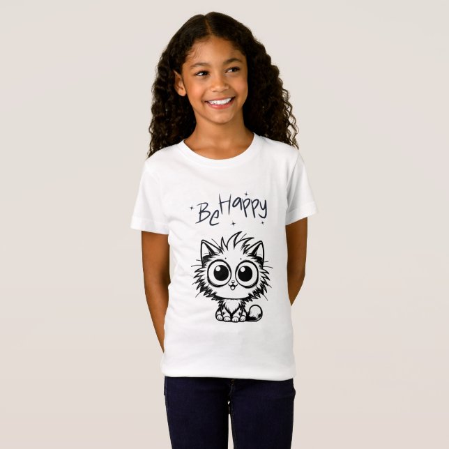 Camiseta Infantil Gato Divertido (Frente Completa)