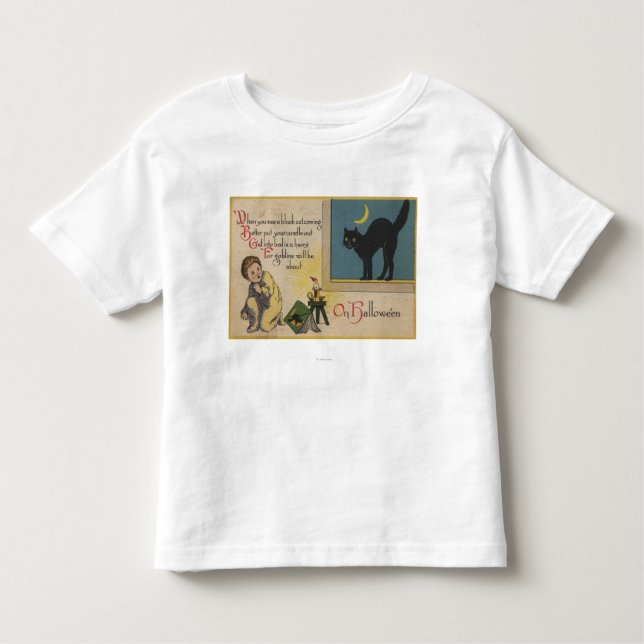 Camiseta Infantil Gato do Dia das Bruxas GreetingBlack (Frente)