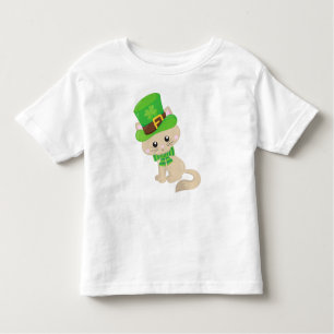 Camiseta Infantil Gato do Dia de São Patrício, Chapéu de Leprechaun,