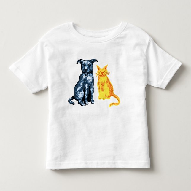 Camiseta Infantil Gato e cão (Frente)