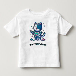 Camiseta Infantil 🚀 Gato Espacial Fofo Astronauta 🐱