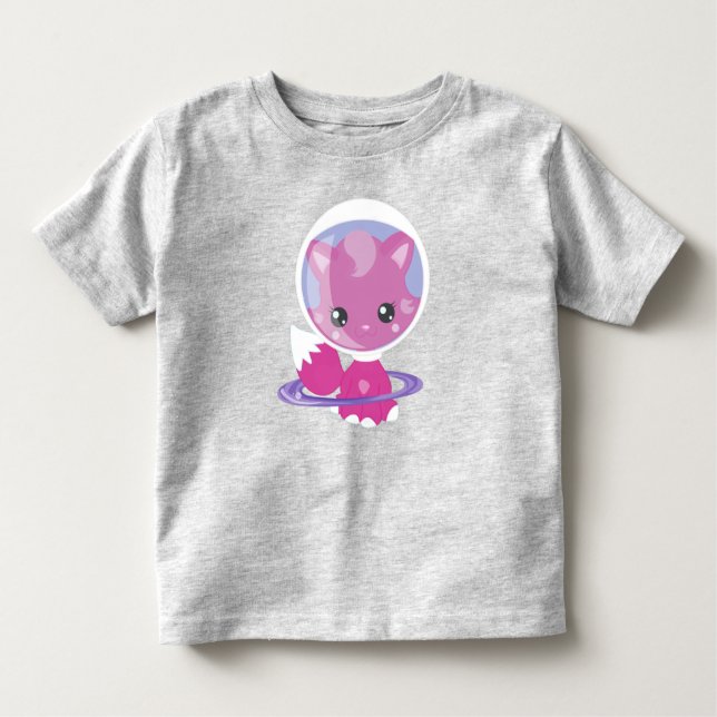 Camiseta Infantil Gato Espacial, Gato Bonito, Espaço, Cosmonauta, As (Frente)