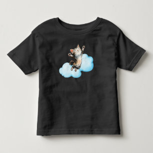 Camiseta Infantil Gato Feliz Brincando nas Nuvens