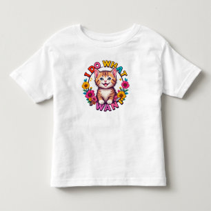 Camiseta Infantil Gato Feliz Rodeado por Flores Vibrantes