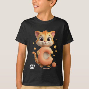 Camiseta Infantil Gato Fofo C é para Gato Camisa