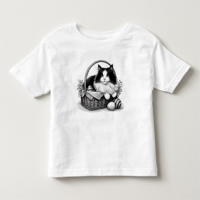 Camiseta Infantil Gato Gatinho de Páscoa bonito (Frente)