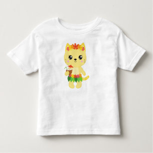 Camiseta Infantil Gato Havaí, Gato Gato Gato Gato, Gato Amarelo, Flo