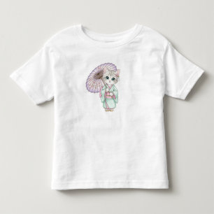 Camiseta Infantil Gato Kawaii com Quimono, por Natasha Us