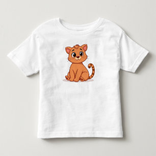 Camiseta Infantil Gato laranja em estilo de desenho animado