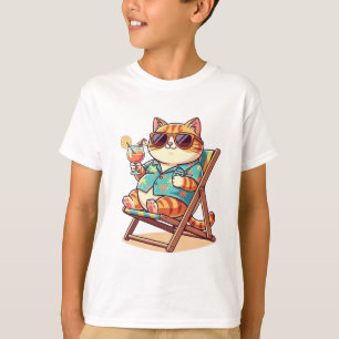 Camiseta Infantil Gato Legal de Verão - Gato de De