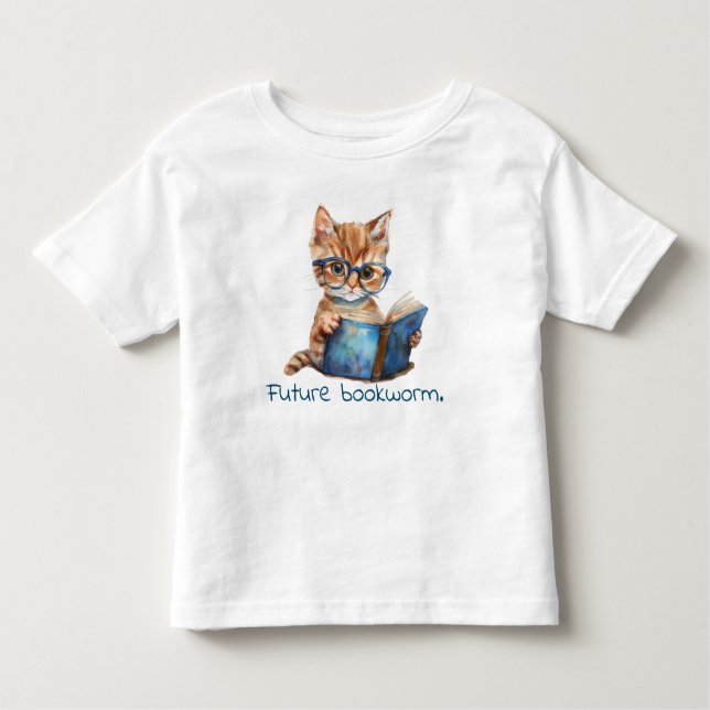 Camiseta Infantil Gato Leitura De Gato De Gato Futuro (Frente)