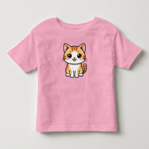 Camiseta Infantil Gato Malhado Laranja de Desenho Fofo