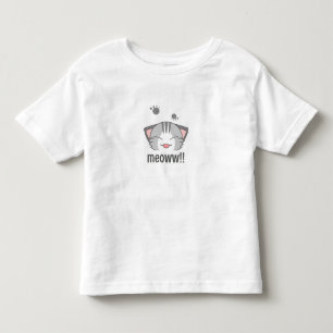 Camiseta Infantil Gato Meoww Fofo   Gatinho de Des