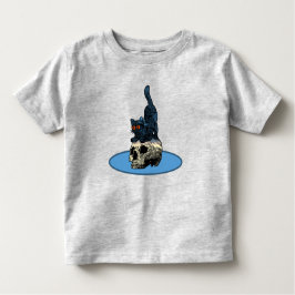 Camiseta Infantil Gato na Caveira Bebê Menino Menina Halloween 2023