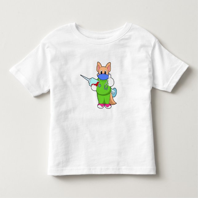 Camiseta Infantil Gato na Vacinação com Seringa (Frente)