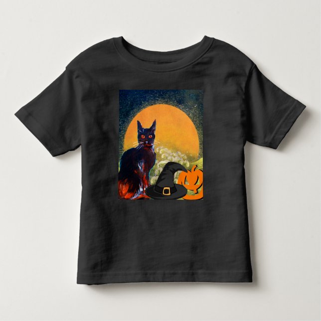 CAMISETA INFANTIL GATO NEGRO, CHAPÉU DE BRINCADEIRA E FESTA DE COZIN (Frente)