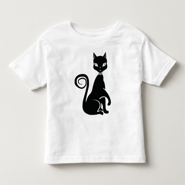 Camiseta Infantil Gato Negro Elegante (Frente)