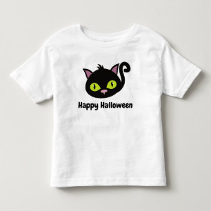 Camiseta Infantil Gato Negro Feliz Halloween