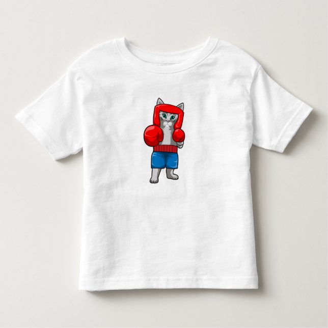 Camiseta Infantil Gato no Boxing com luvas in a box (Frente)