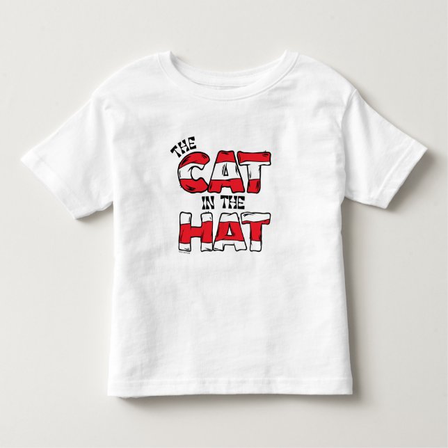 Camiseta Infantil Gato no Chapéu | Texto em Strike Vermelho e Branco (Frente)