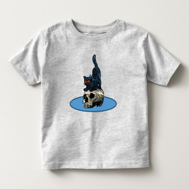 Camiseta Infantil Gato no Skull Cute Baby Boy Halloween 2023 (Frente)