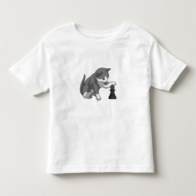 Camiseta Infantil Gato no xadrez com bispo de xadrez (Frente)