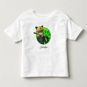 Camiseta Infantil Gato Noir Crachá Verde