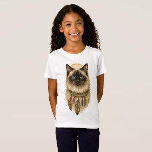 Camiseta Infantil Gato Olhos Azuis Boho