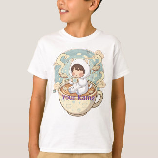 Camiseta infantil gato para meninos e meninas da e