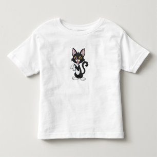 Camiseta Infantil Gato Preto Bravo com Olhos Amarelos Brilhantes