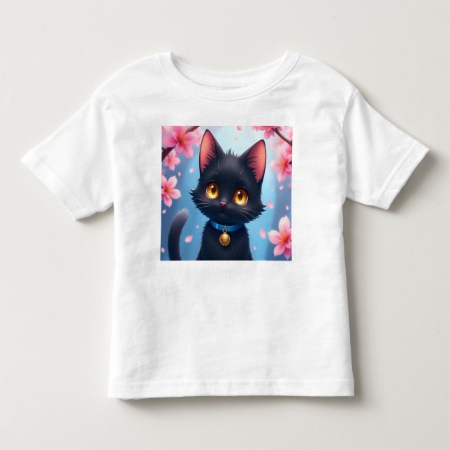 Camiseta Infantil Gato Preto Cinto (Frente)