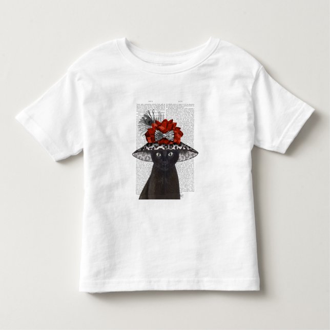 Camiseta Infantil Gato Preto com Chapéu Fabuloso (Frente)
