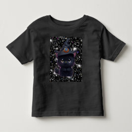 Camiseta Infantil Gato preto fofo e caprichoso de Halloween