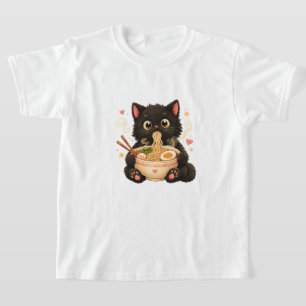 Camiseta Infantil Gato Ramen Fofo