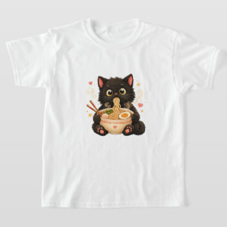 Camiseta Infantil Gato Ramen Fofo