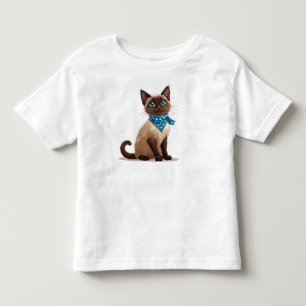 Camiseta Infantil Gato siamês de desenho animado fofo