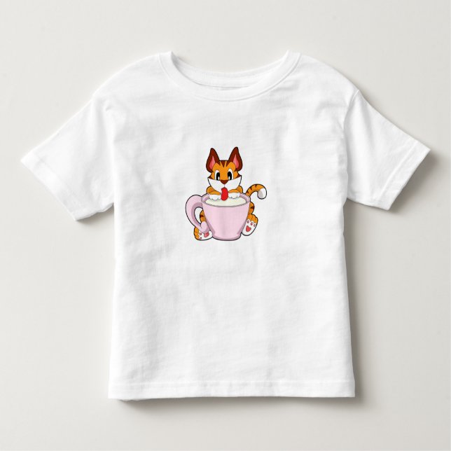Camiseta Infantil Gato-Tigre com Xícara de Leite.PNG (Frente)