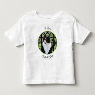 Camiseta Infantil Gato Tuxedo na Janela Pintura Arte Animal Original