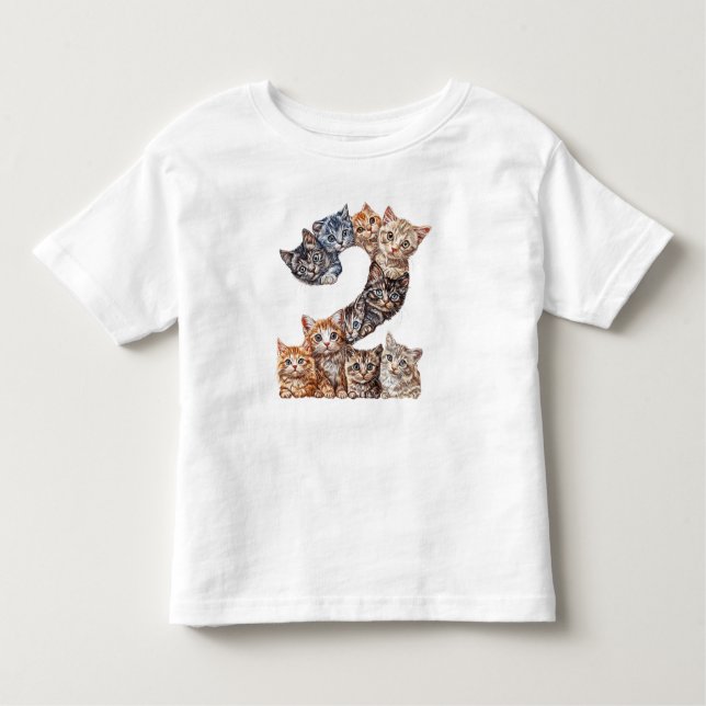 Camiseta Infantil Gatos De Gatinhos De segundo aniversário Com 2 Ano (Frente)