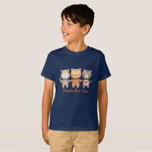 Camiseta Infantil Gatos Fofos Amigos Para Sempre